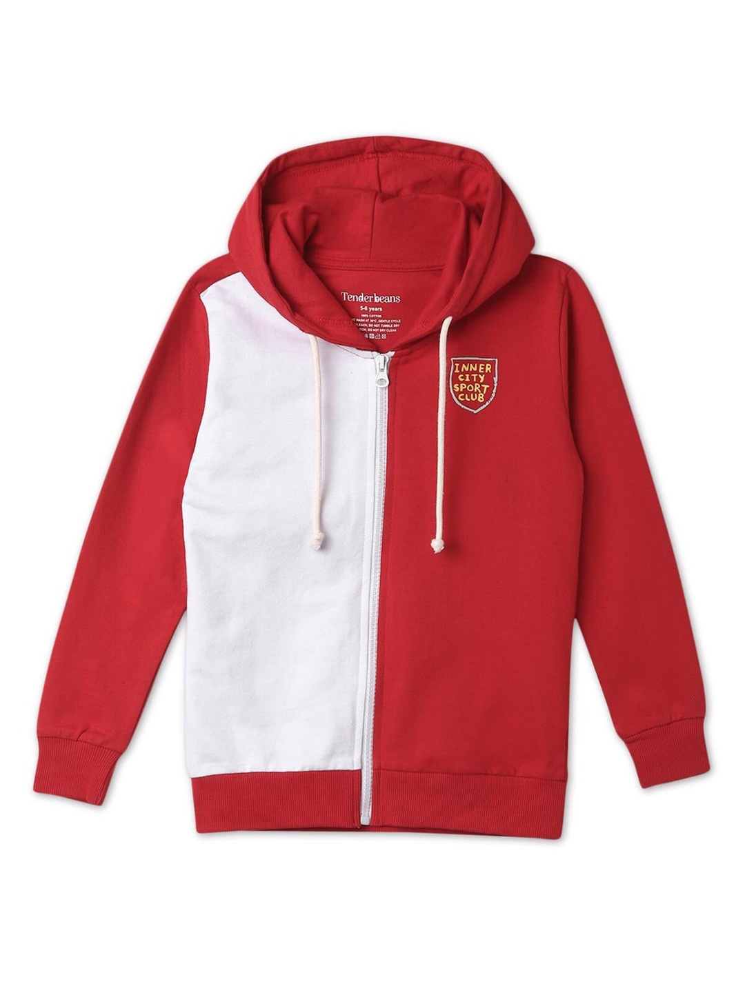 

UrbanMark Boys Colourblocked Hooded Pure Cotton Sweatshirt, Red