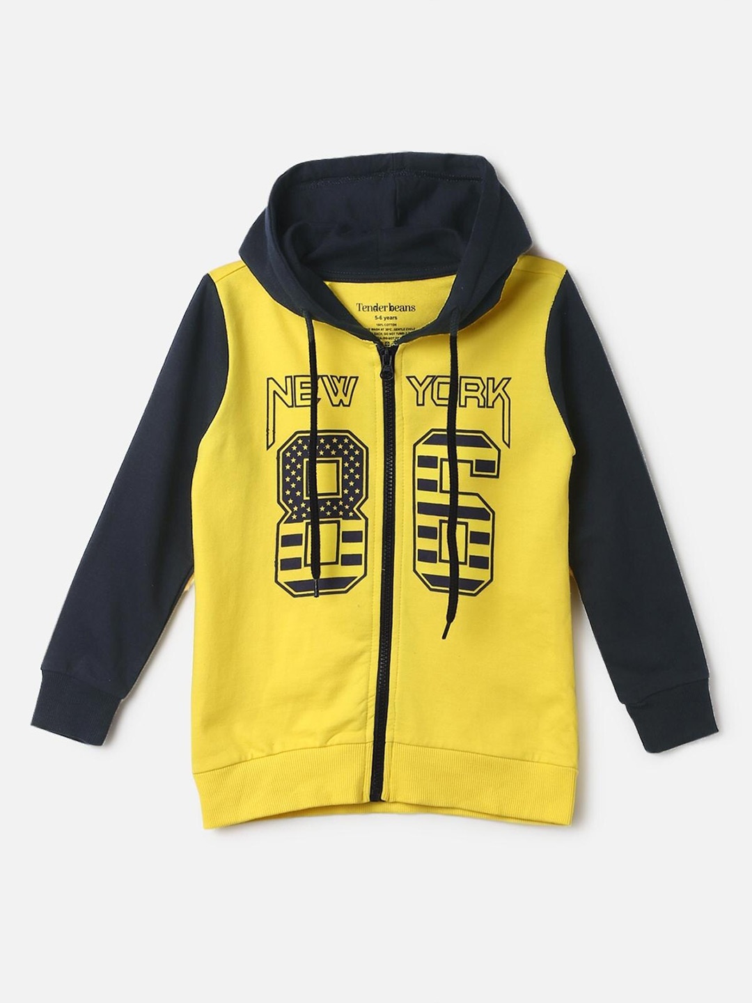 

UrbanMark Boys Alphanumeric Printed Hooded Pure Cotton Sweatshirt, Yellow