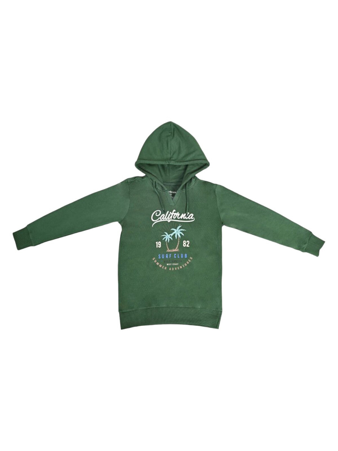 

UrbanMark Boys Typography Printed Hooded Sweatshirt, Green