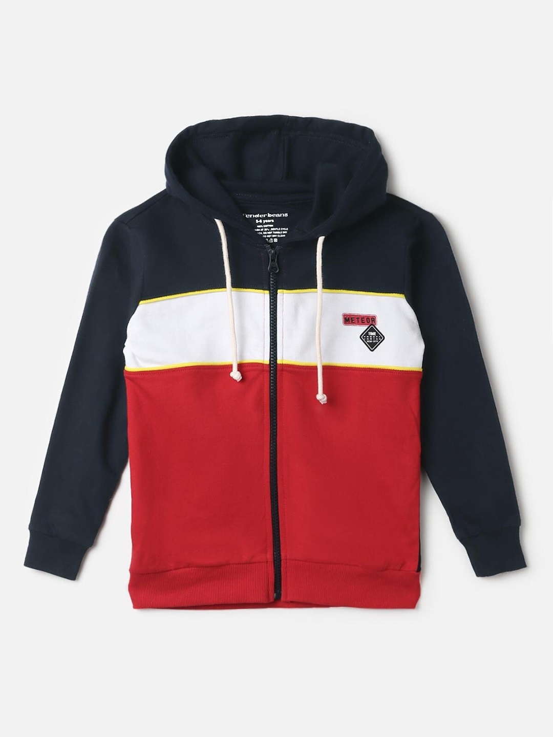 

UrbanMark Boys Colourblocked Hooded Sweatshirt, Navy blue