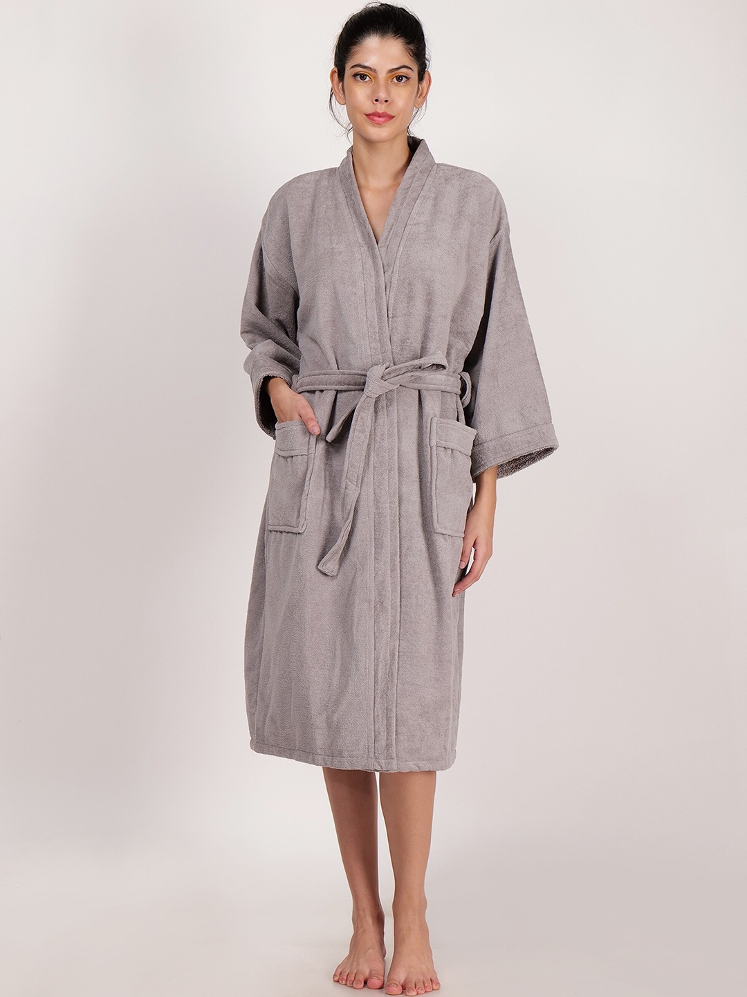 

eurospa 550 GSM Terry Cotton Premium Bath Robe, Grey