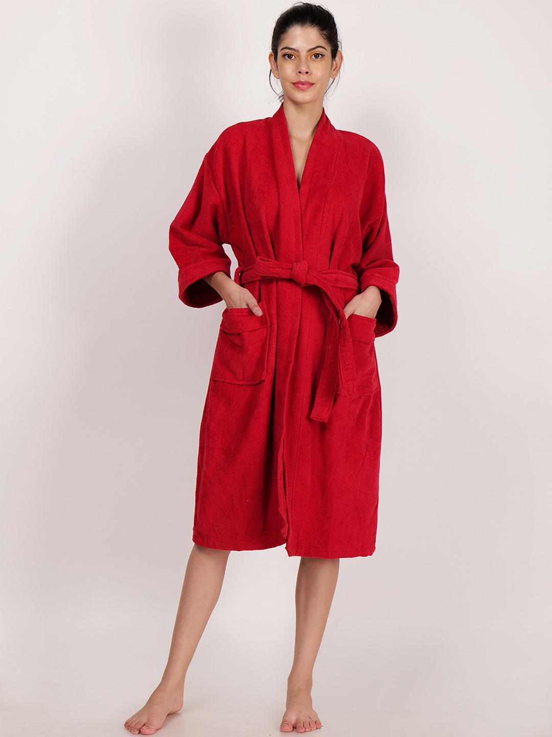 

eurospa 550 GSM Terry Cotton Premium Bath Robe, Red