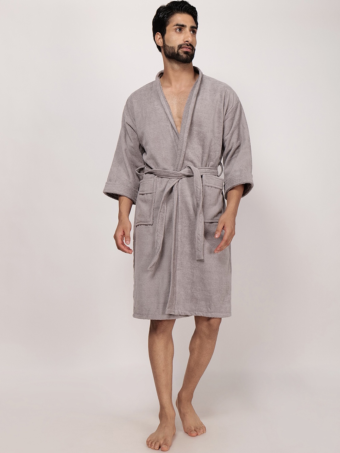 

eurospa 550 GSM Terry Cotton Premium Bath Robe, Grey