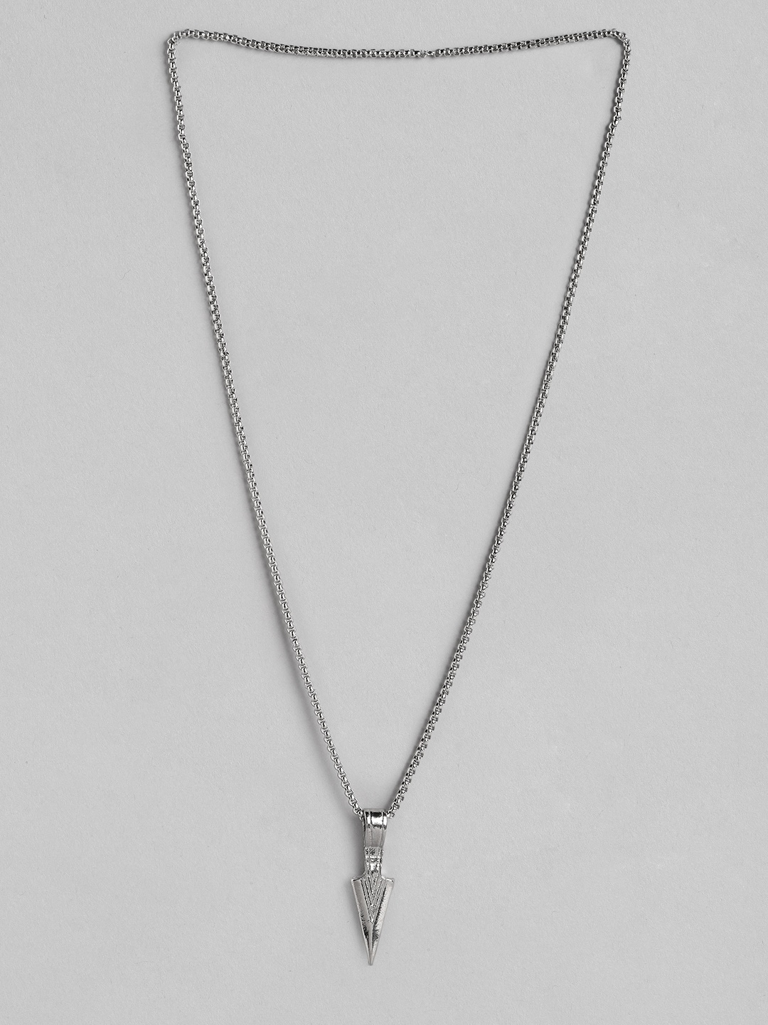 

PARIS HAMILTON Men Silver-Plated Stainless Steel Arrow Shaped Pendant with Chain