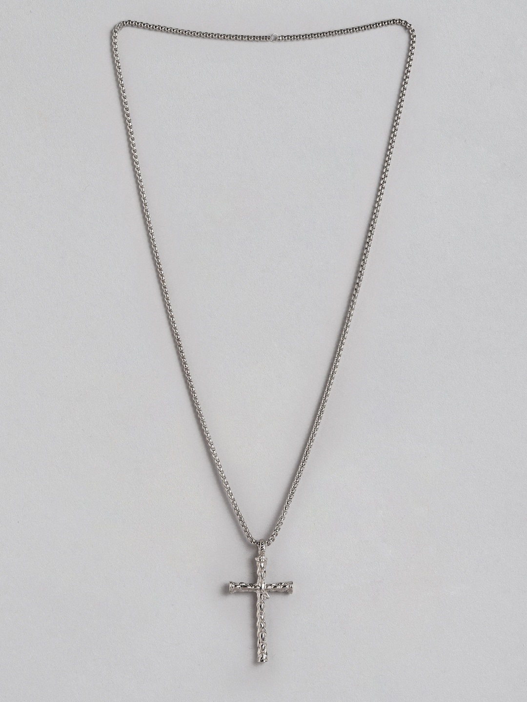 

PARIS HAMILTON Men Silver-Plated Stainless Steel Cross Pendant with Chain