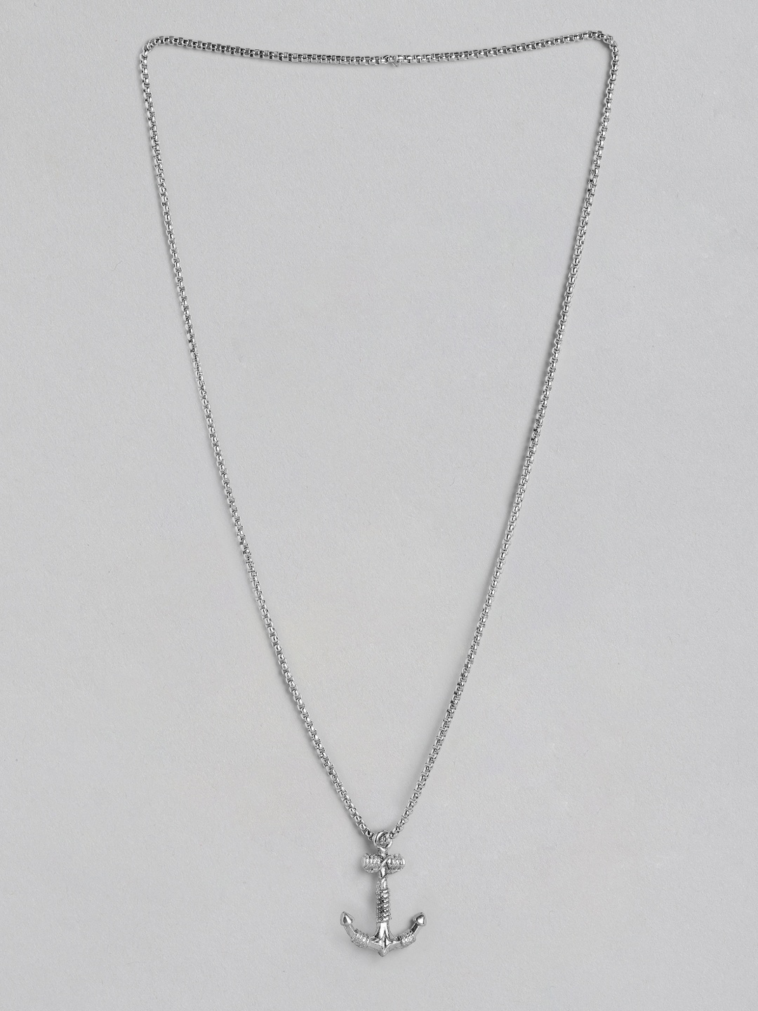

PARIS HAMILTON Men Silver-Plated Stainless Steel Anchor Pendant with Chain