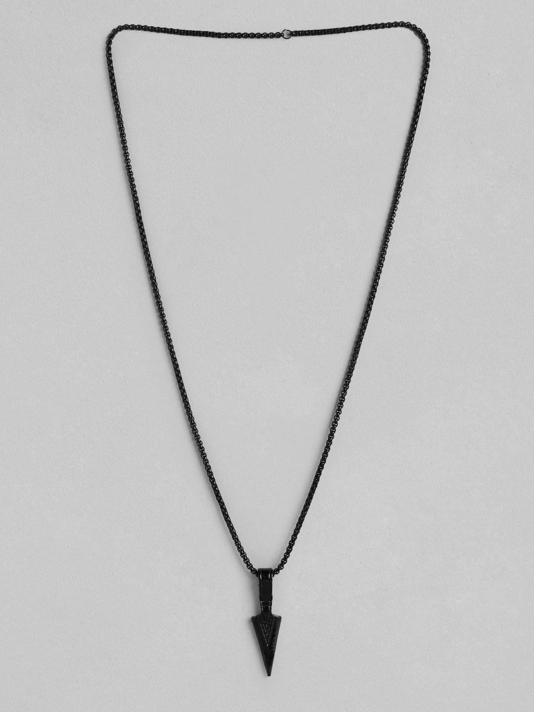 

PARIS HAMILTON Men Rhodium-Plated Stainless Steel Geometric Pendant with Chain, Black