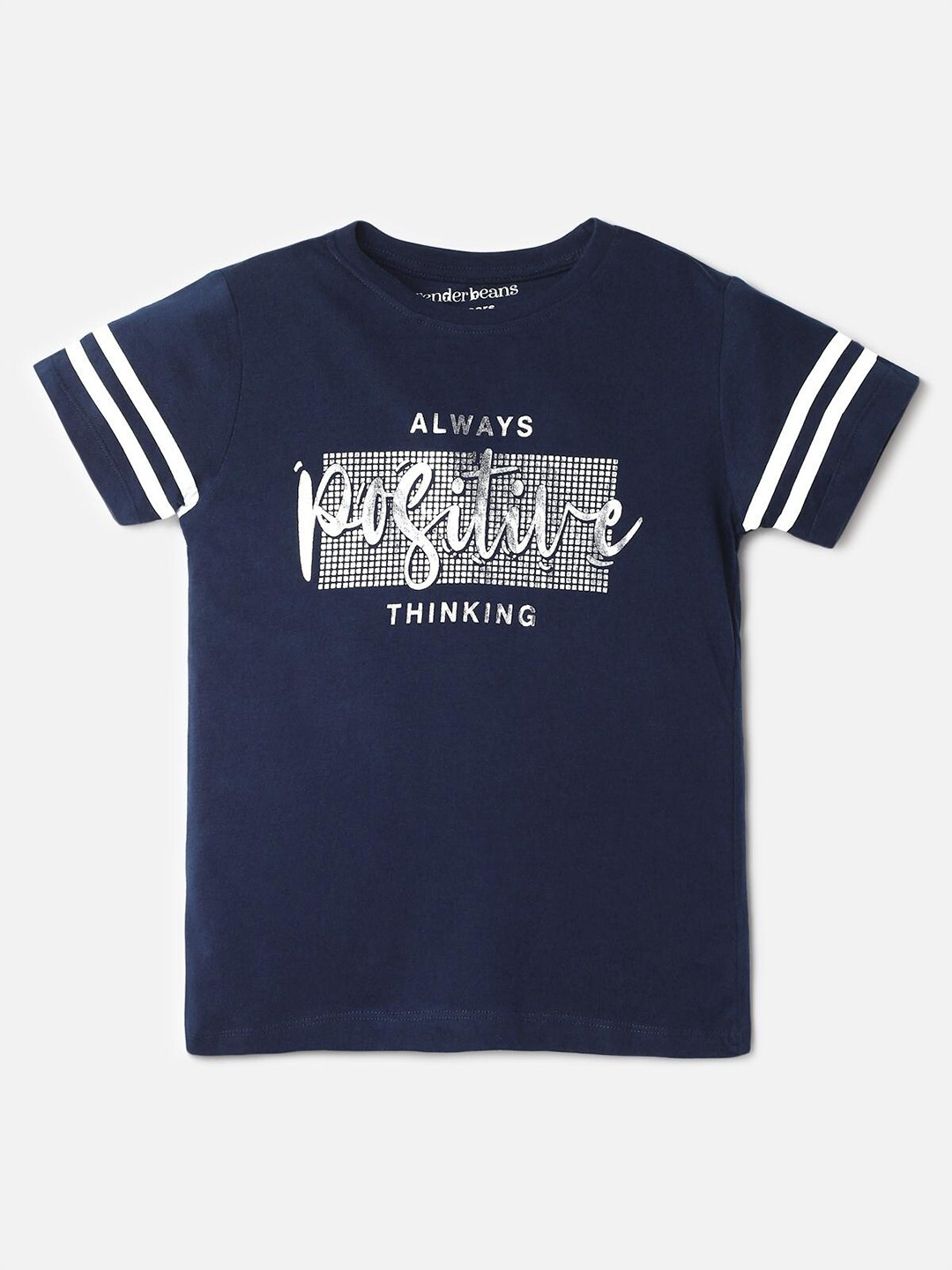 

UrbanMark Boys Typography Printed Pure Cotton T-shirt, Navy blue