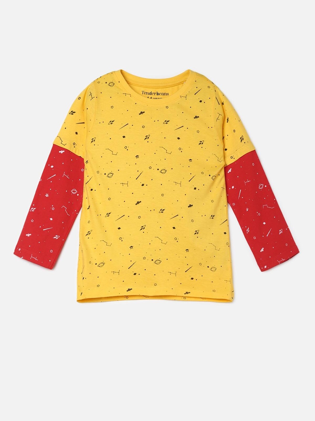 

UrbanMark Boys Conversational Printed Cotton T-shirt, Yellow