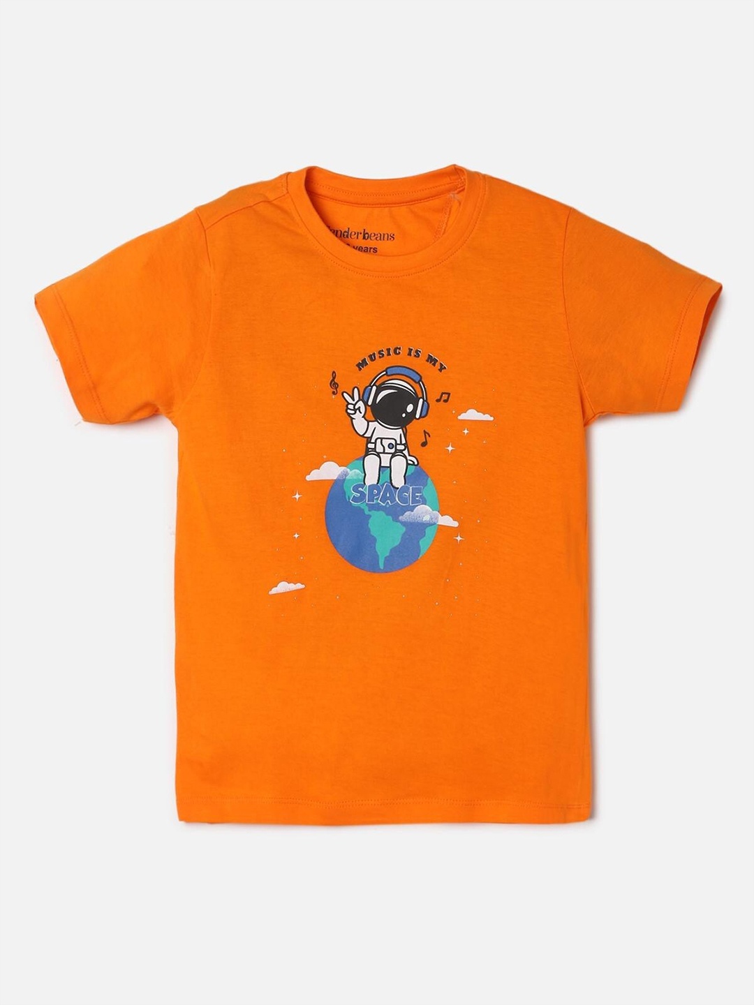 

UrbanMark Boys Orange & Blue Graphic Printed Pure Cotton Casual T-Shirt