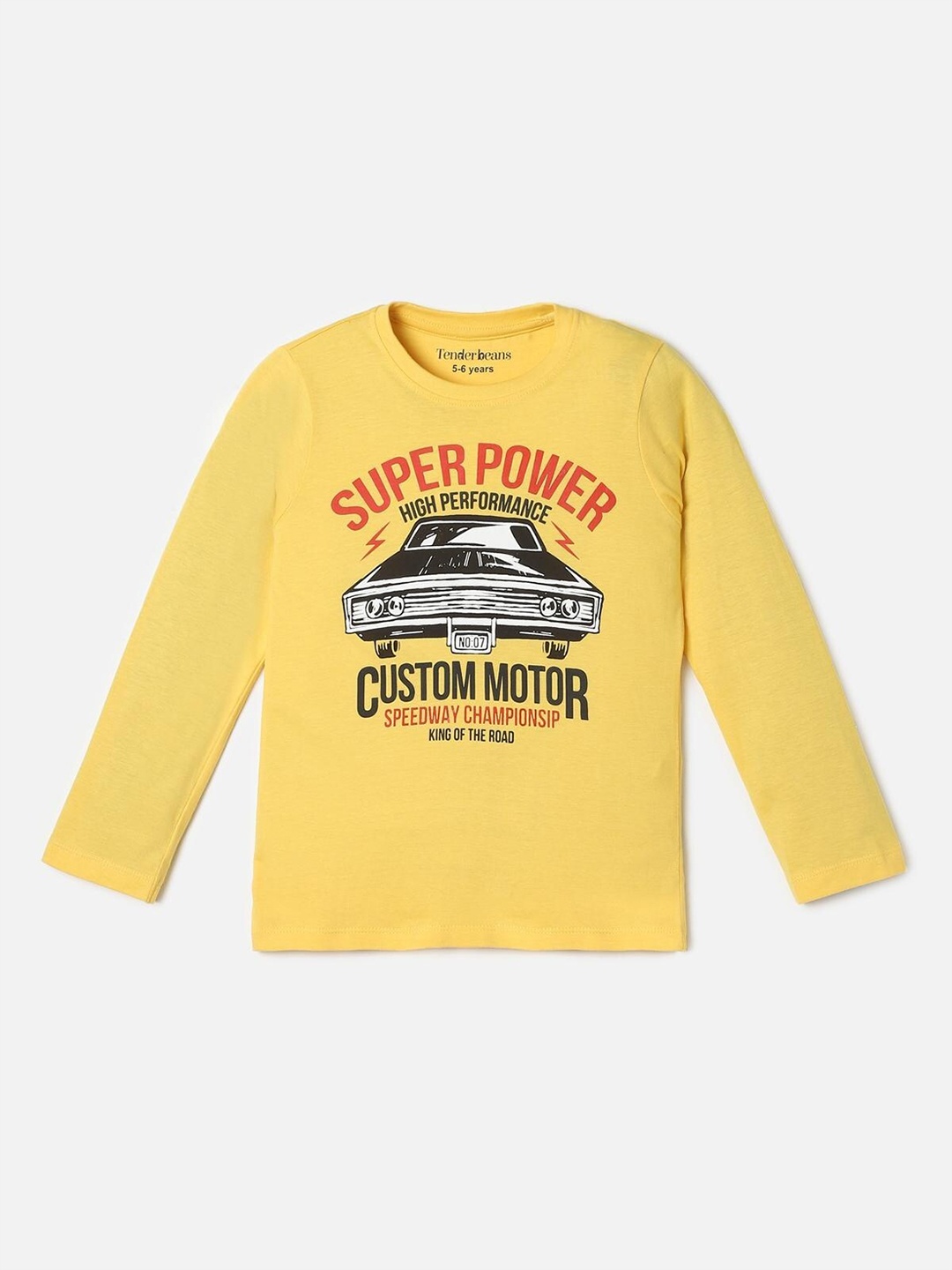 UrbanMark Boys Typography Printed Pure Cotton T-shirt, Yellow