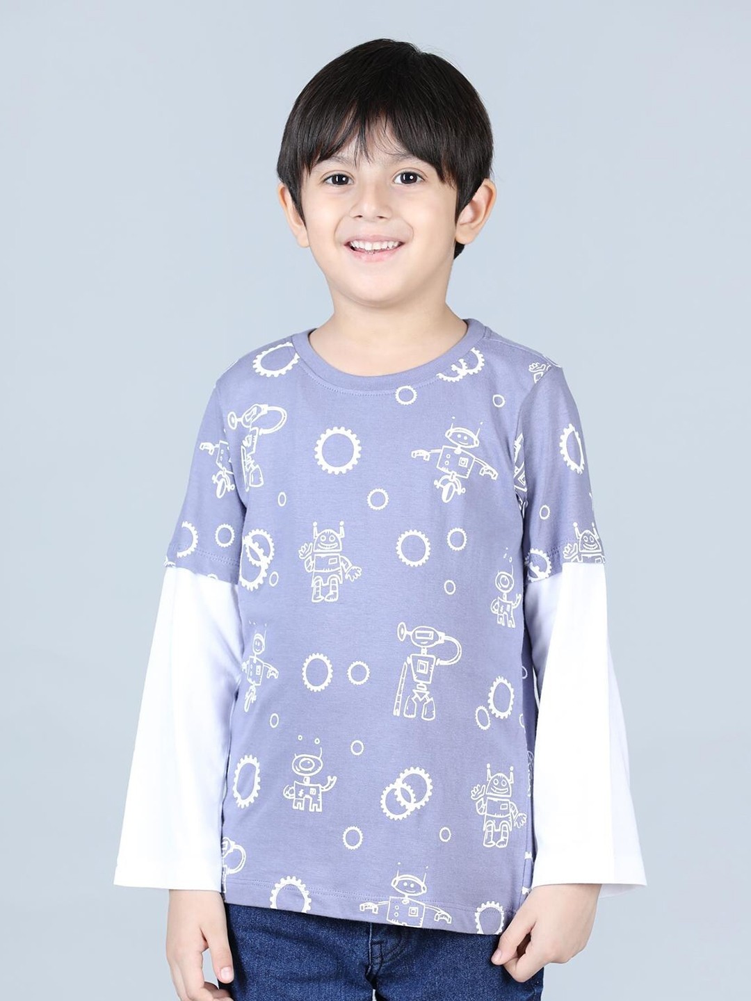 

UrbanMark Boys Conversational Printed Pure Cotton T-shirt, Blue