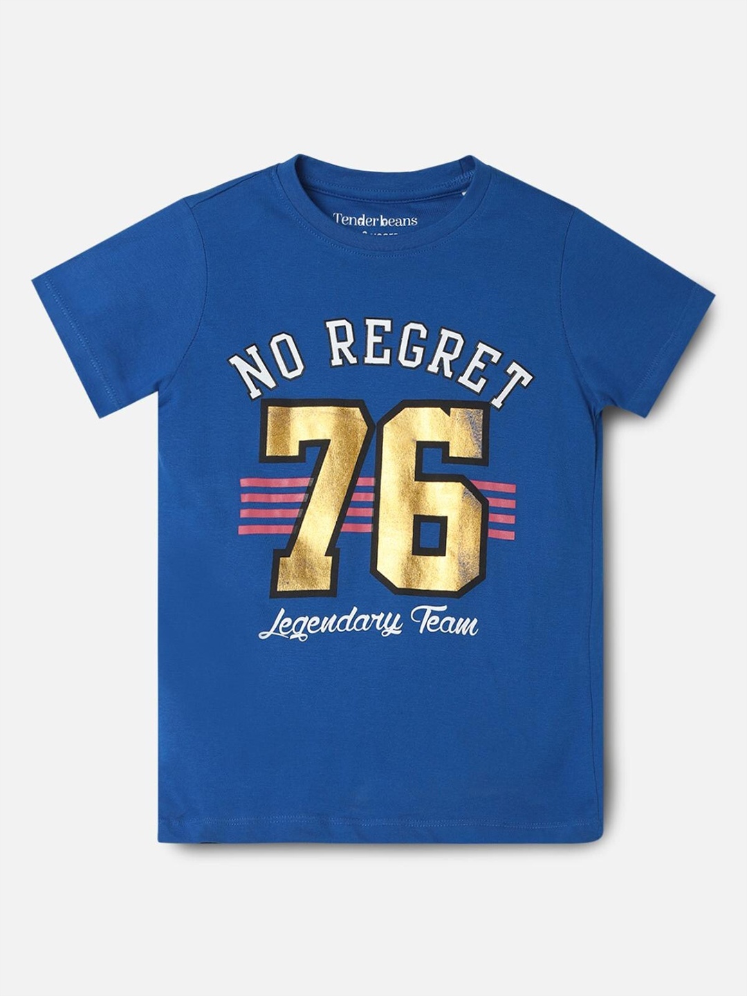 

UrbanMark Boys Blue & Gold Typography Printed Pure Cotton Casual T-Shirt