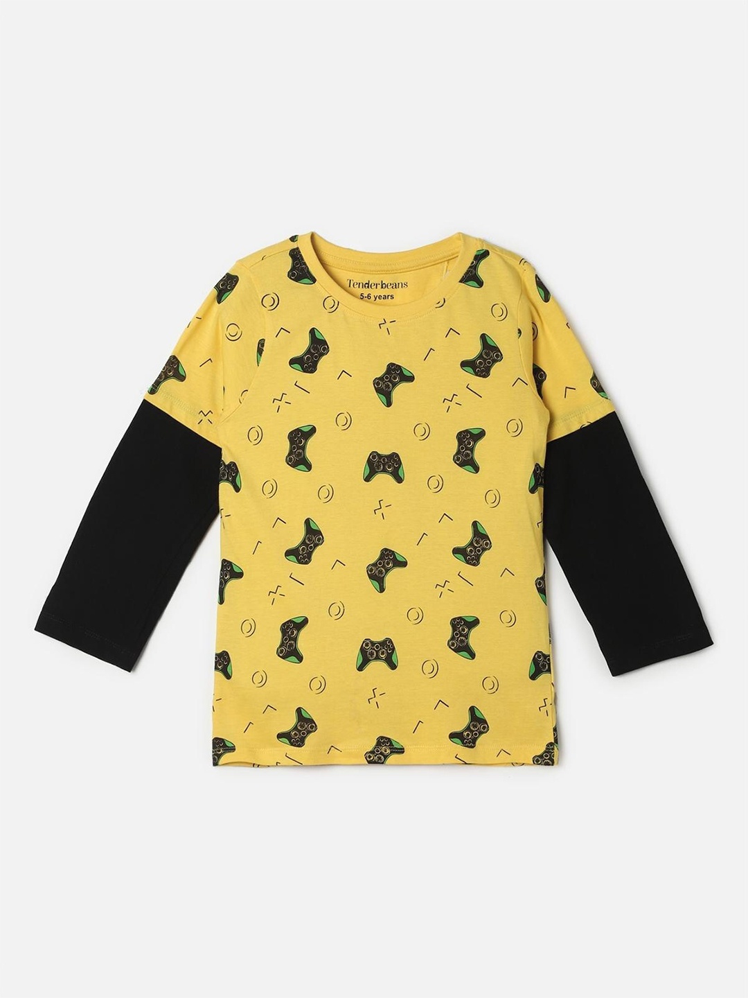 

UrbanMark Boys Conversational Printed Cotton T-shirt, Yellow