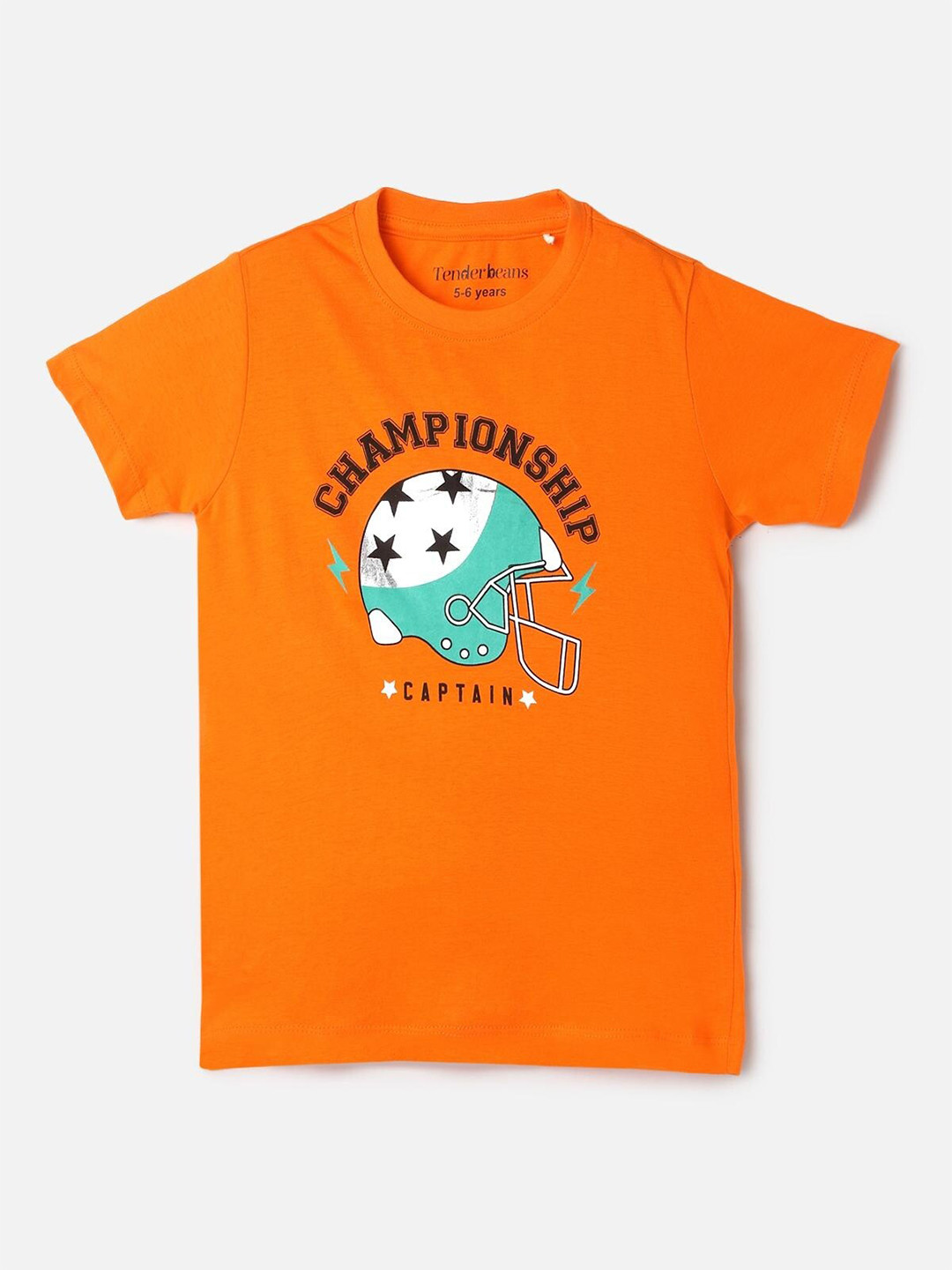 

UrbanMark Boys Orange & White Graphic Printed Pure Cotton Casual T-Shirt