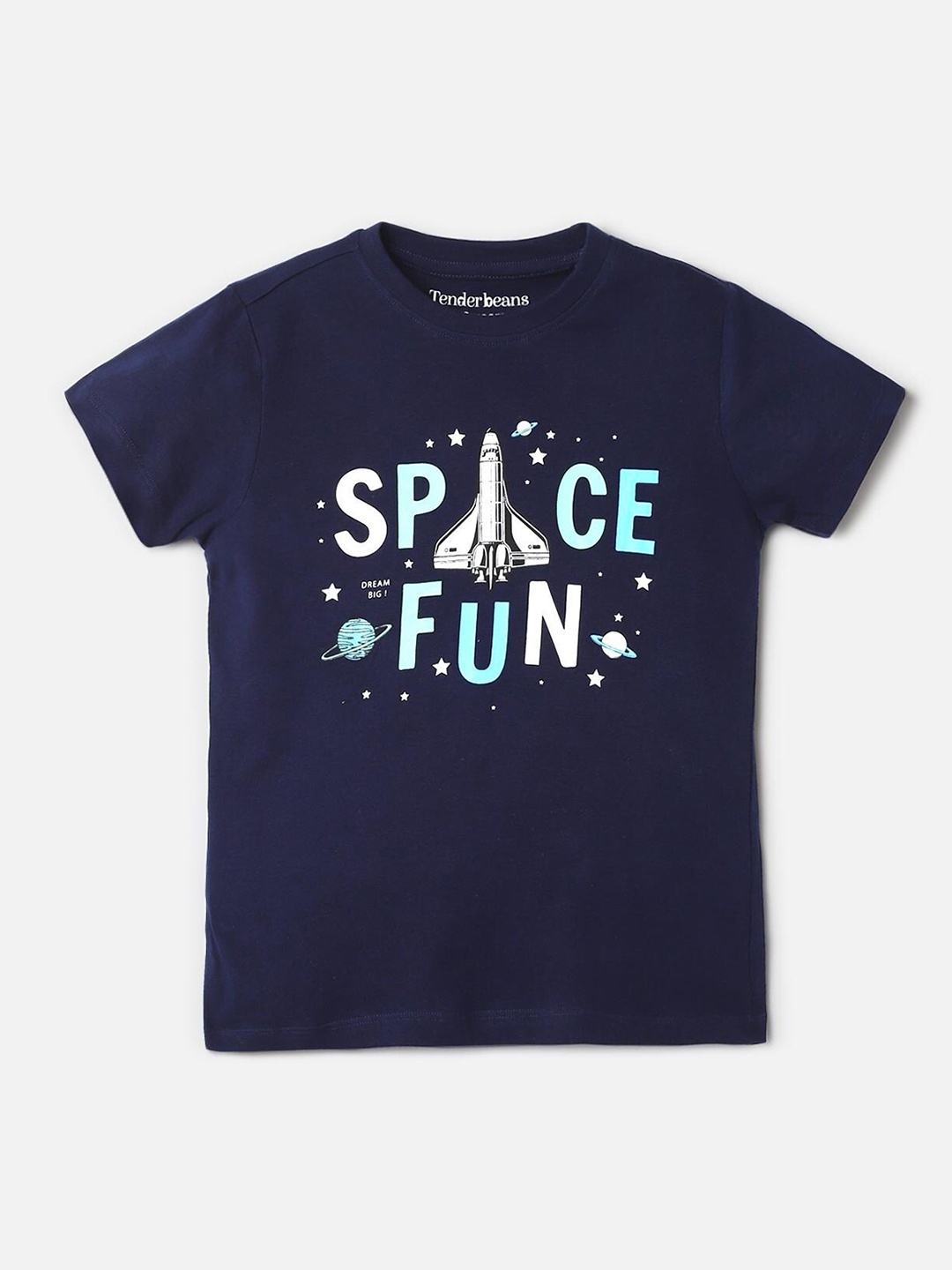 

UrbanMark Boys Typography Printed Cotton T-shirt, Navy blue