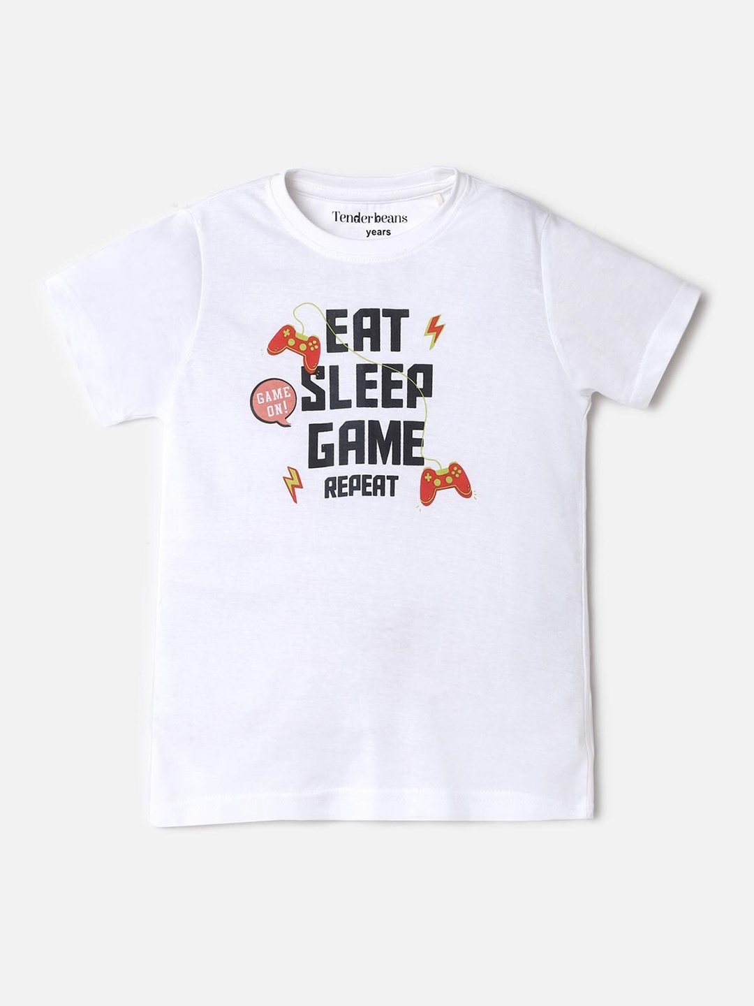 

UrbanMark Boys Typography Printed Pure Cotton T-shirt, White