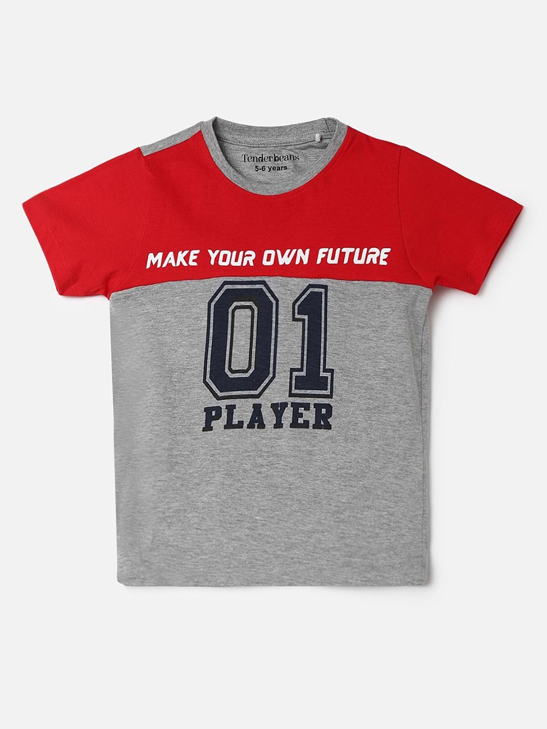 

UrbanMark Boys Typography Printed Cotton T-shirt, Grey melange