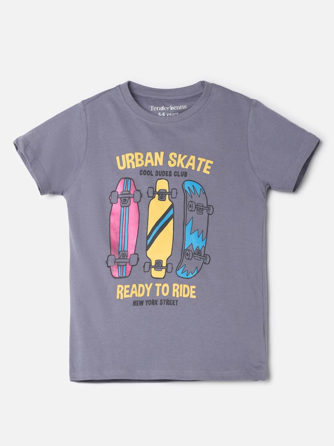 

UrbanMark Boys Graphic Printed Cotton T-shirt, Grey