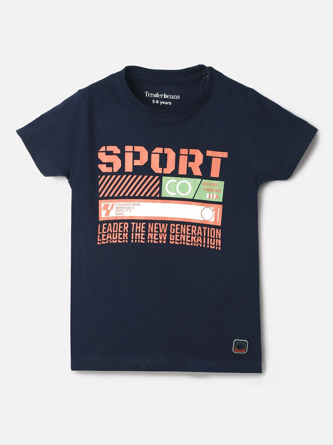 

UrbanMark Boys Typography Printed Pure Cotton T-shirt, Navy blue