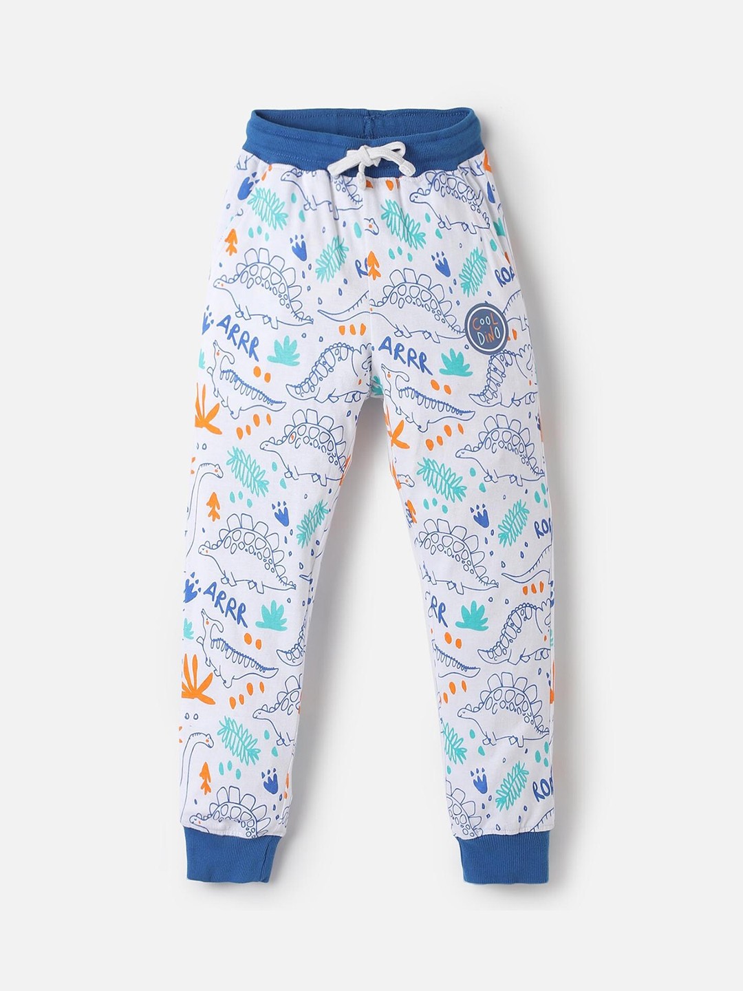 

UrbanMark Boys Mid-Rise Conversational Printed Cotton Joggers, White