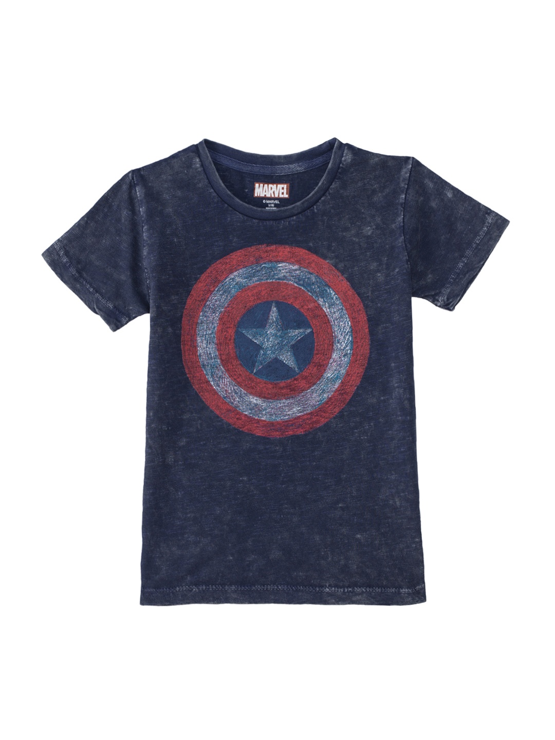 

Kids Ville Boys Grey Melange Avengers Printed Round Neck T-shirt, Navy blue