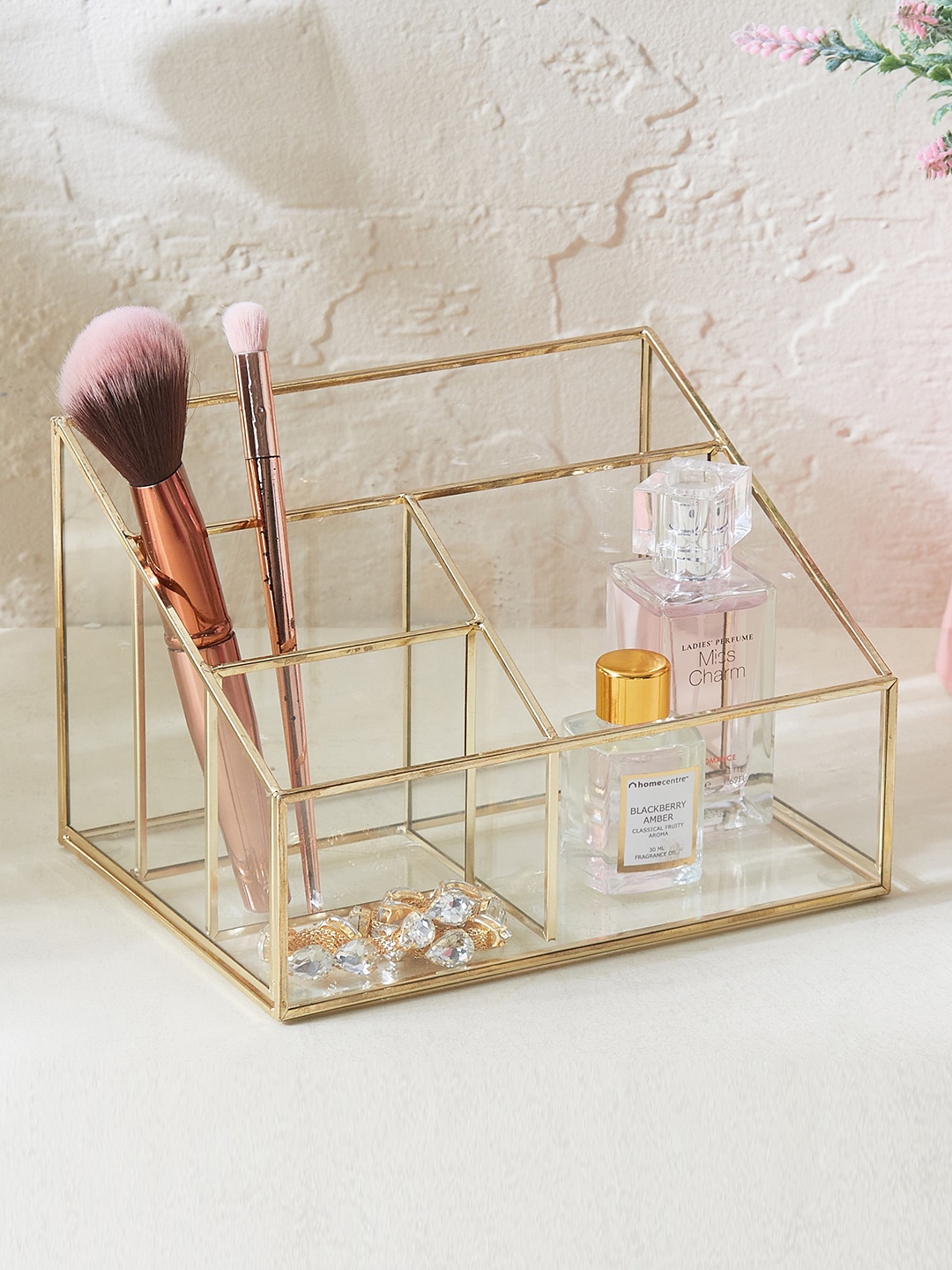 

Home Centre Orion Transparent & Golden Glass Jewellery Organiser