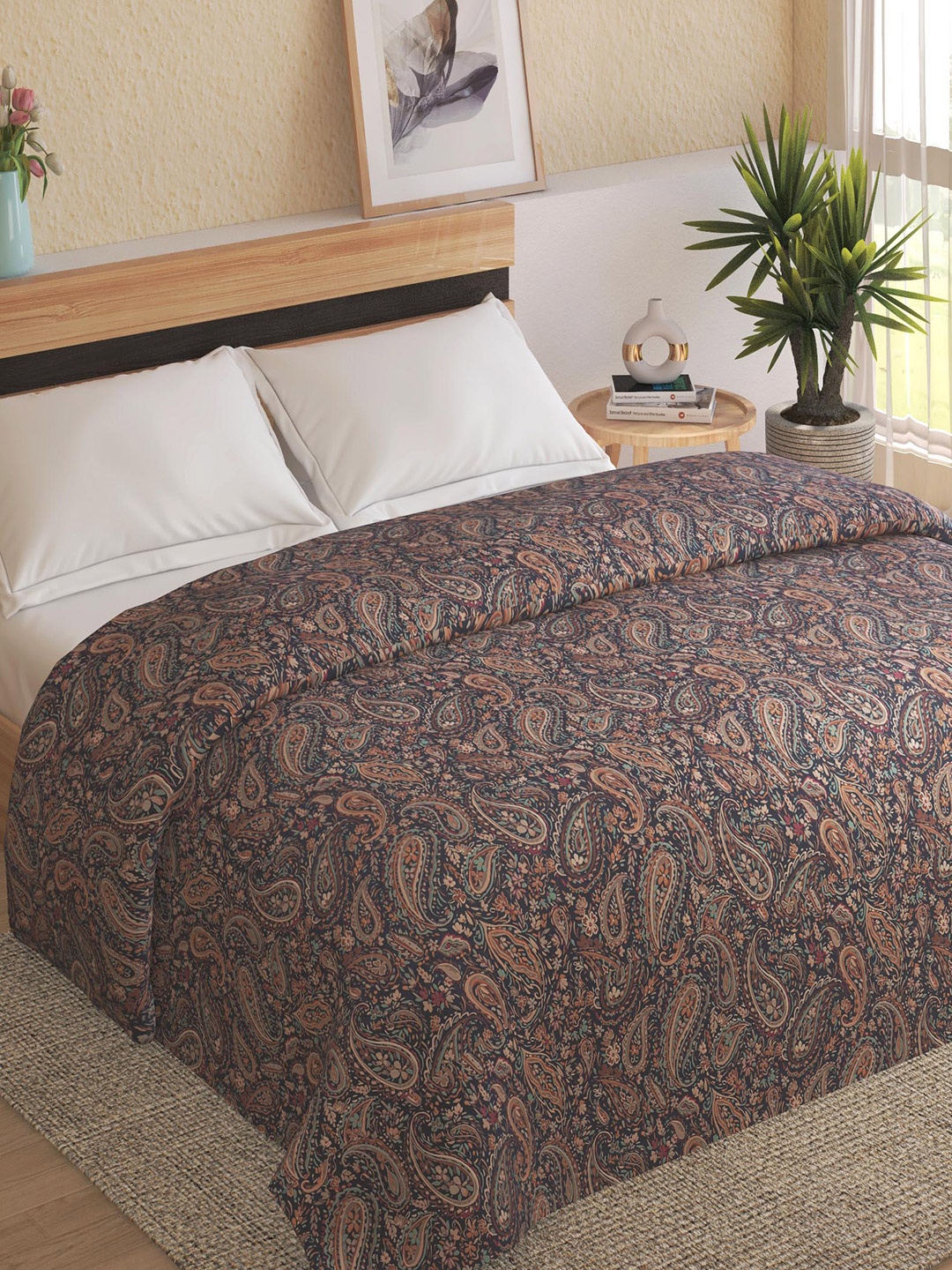 

Home Centre Blue & Brown Ethnic Motifs Summer 120 GSM Cotton Double Bed Comforter