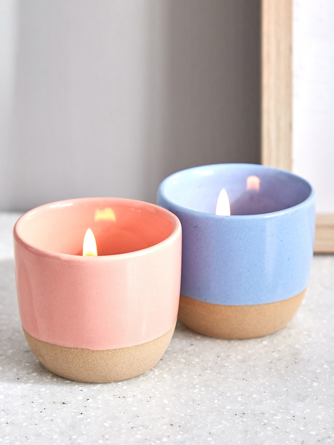 

Home Centre Blue & Beige Colourblocked Candle Holder