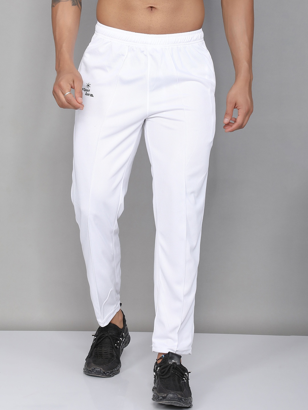 

SPORT SUN Regular Fit Mid-Rise Track Pants, White