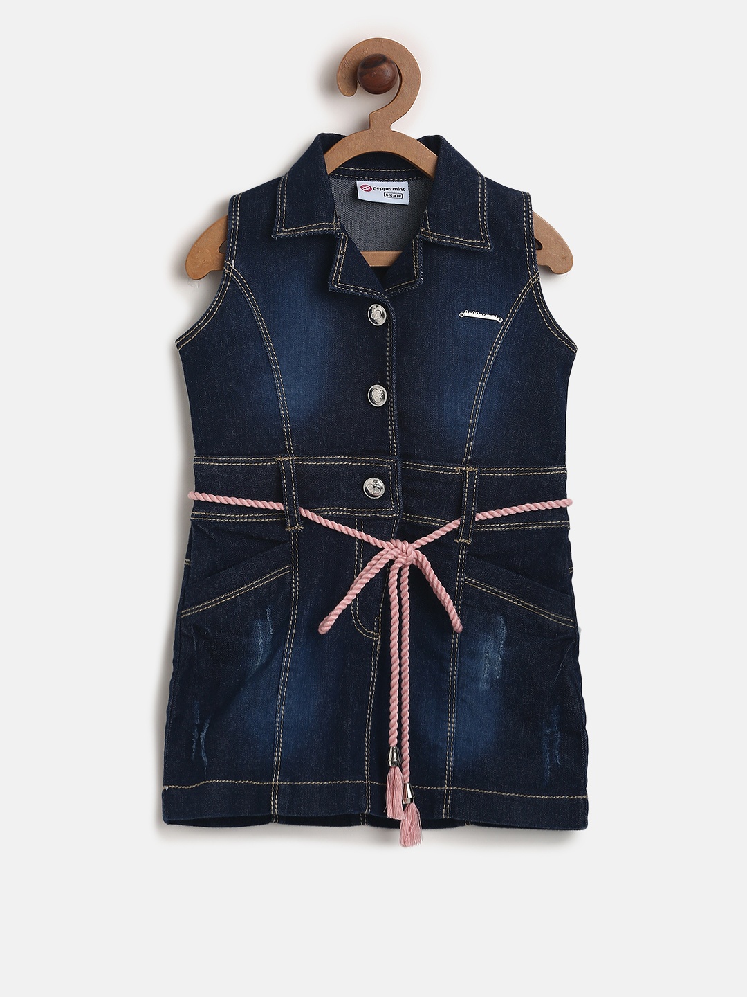 

Peppermint Girls Navy Blue Dyed Shirt Dress