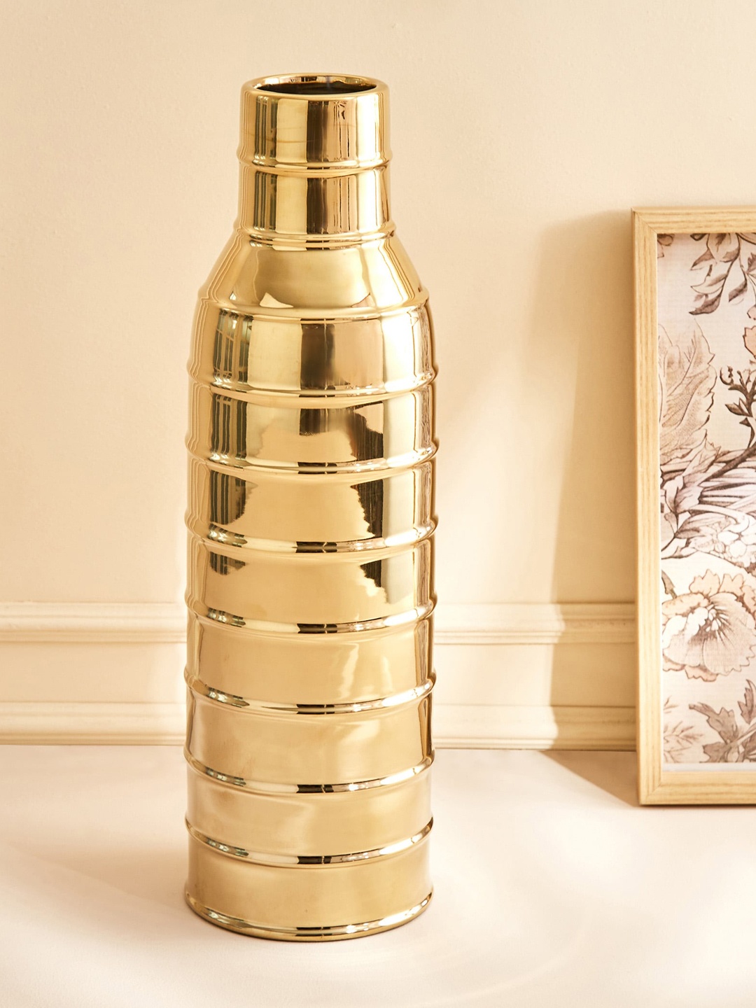 

Home Centre Stellar Yellow Celestial Porcelain Tall Vase, Gold