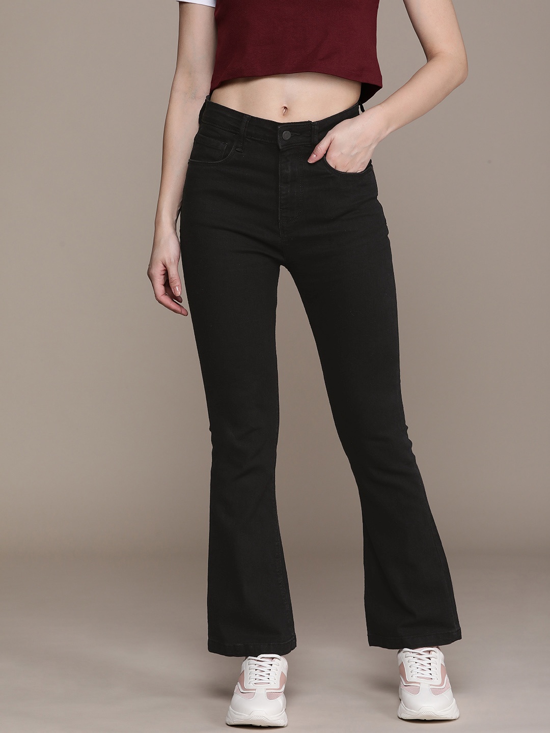

Moda Rapido Women Flared Stretchable Jeans, Black