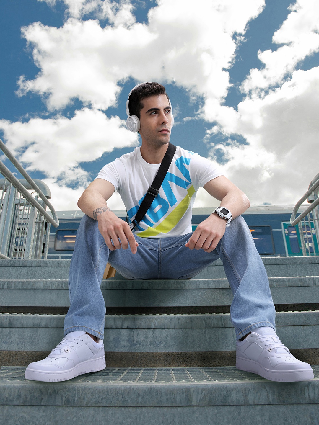 

HERE&NOW Typography Printed Pure Cotton T-shirt, White