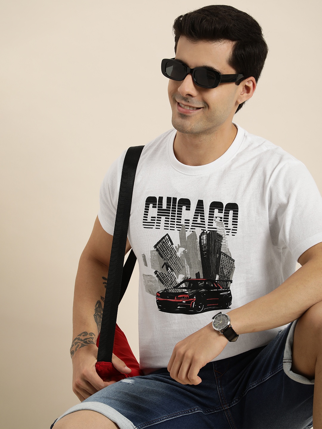 

HERE&NOW Round Neck Printed T-shirt, White