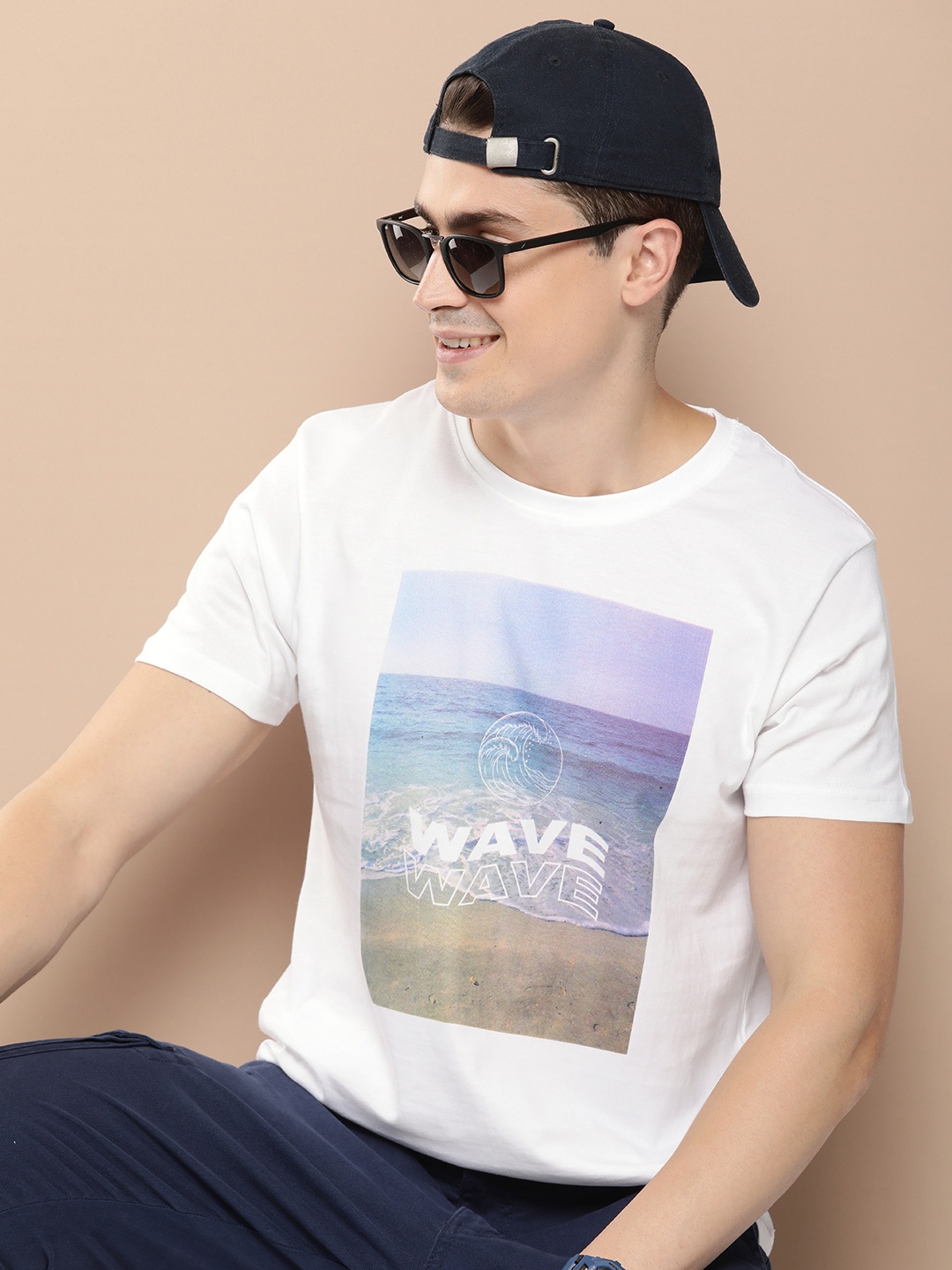 

HERE&NOW Graphic Printed Pure Cotton T-shirt, White