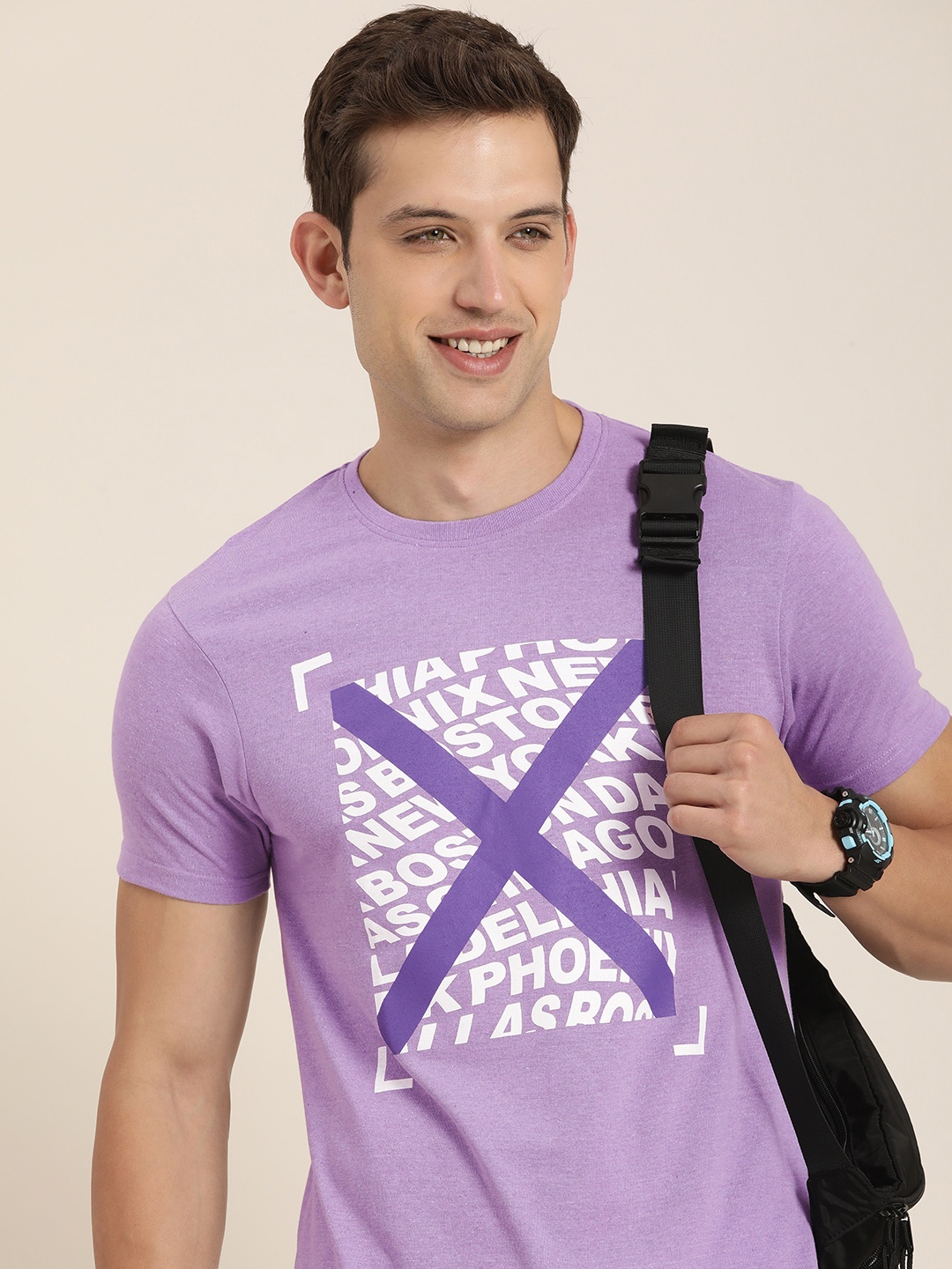 

HERE&NOW Typography Printed T-shirt, Purple