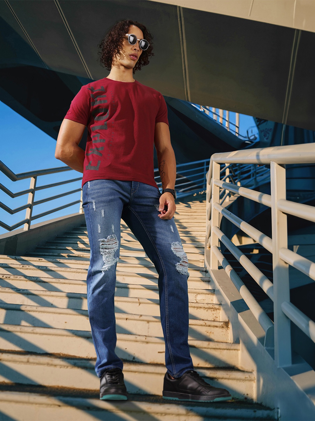 

HERE&NOW Typography Printed T-shirt, Maroon