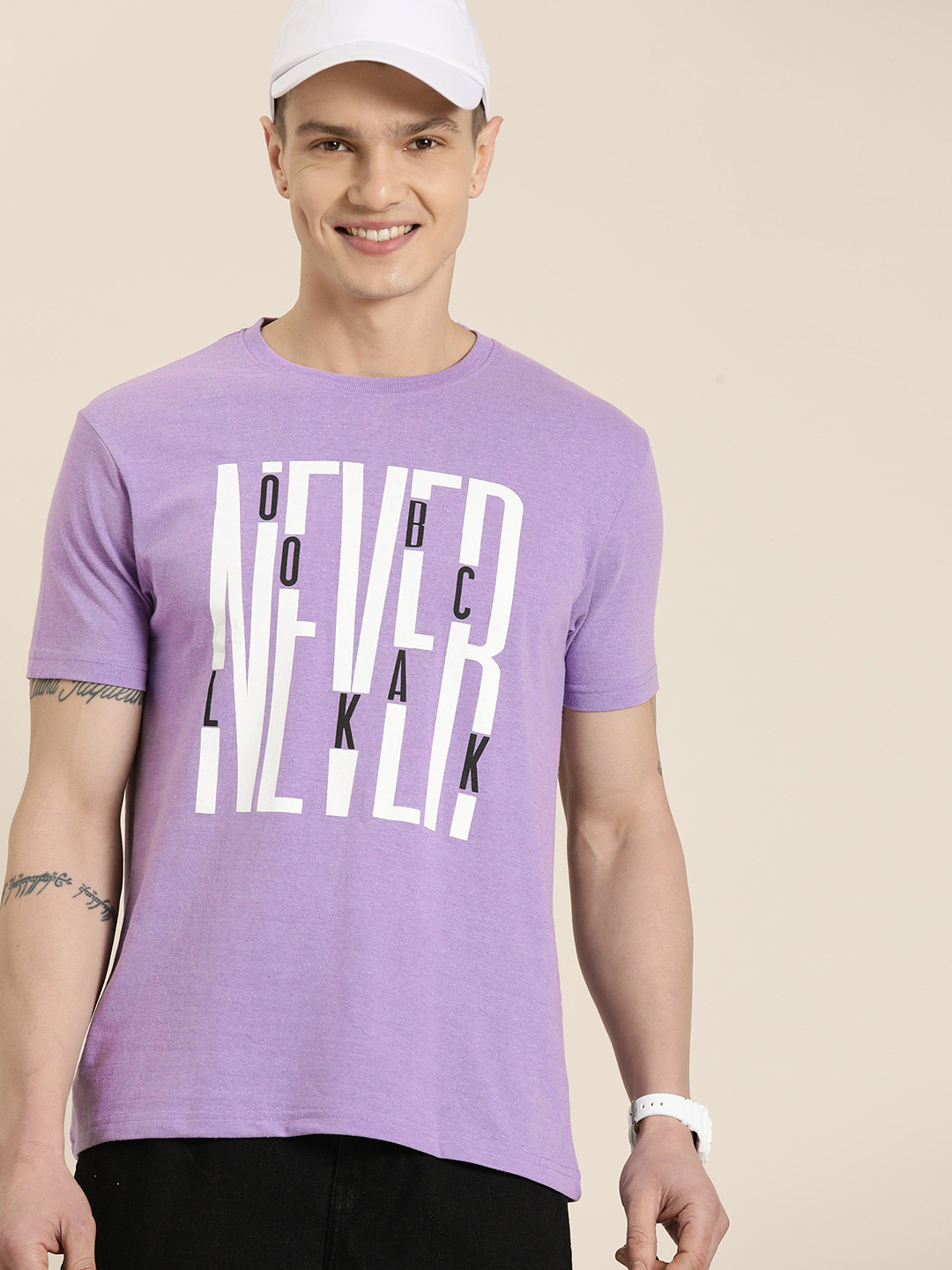 

HERE&NOW Typography Printed T-shirt, Lavender