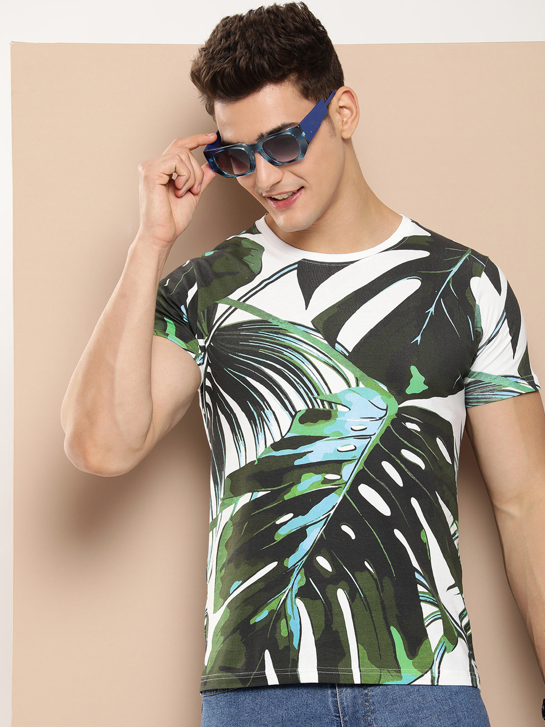 

HERE&NOW Tropical Printed Pure Cotton T-shirt, White