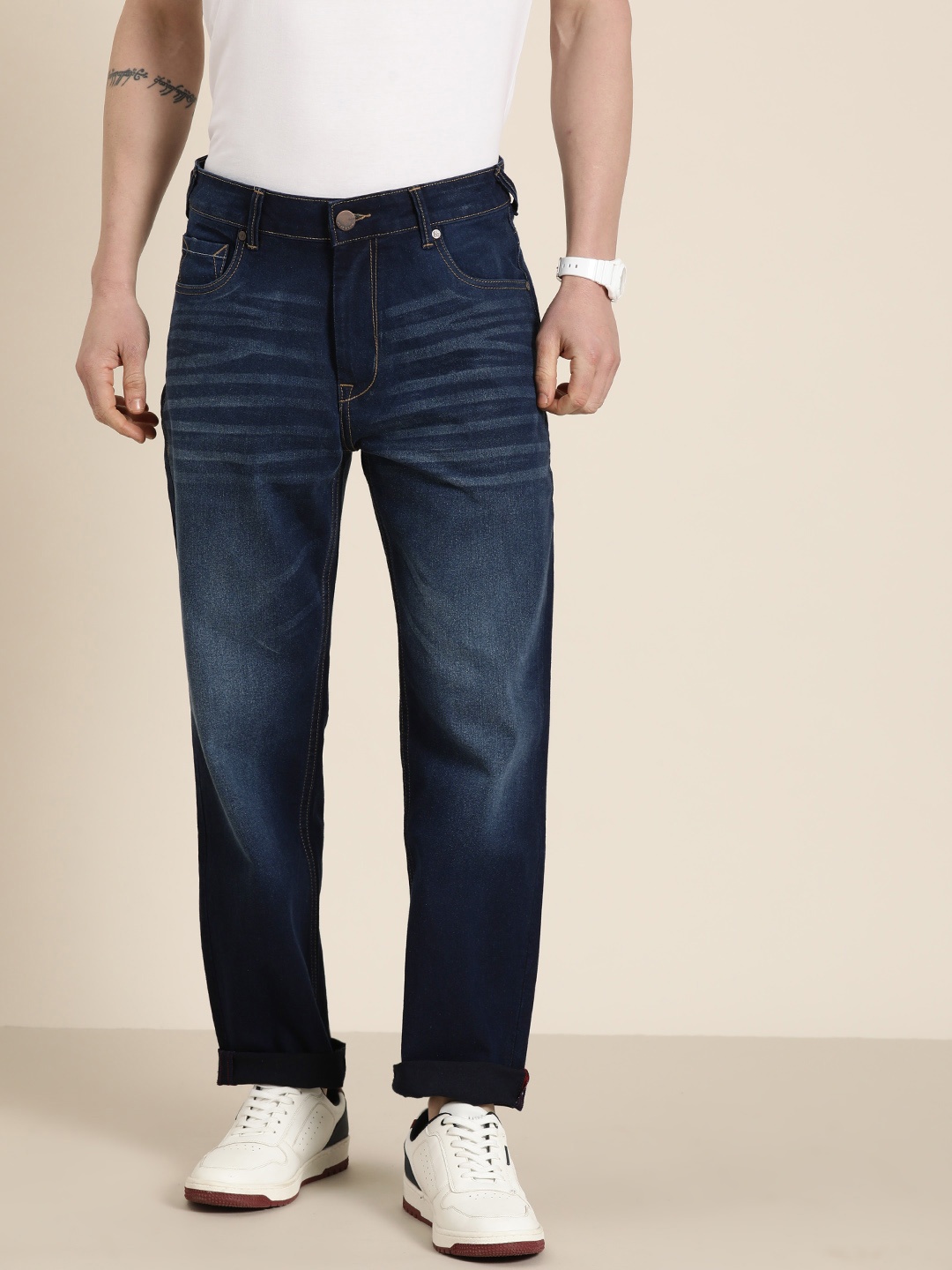 

HERE&NOW Men Light Fade Stretchable Jeans, Blue