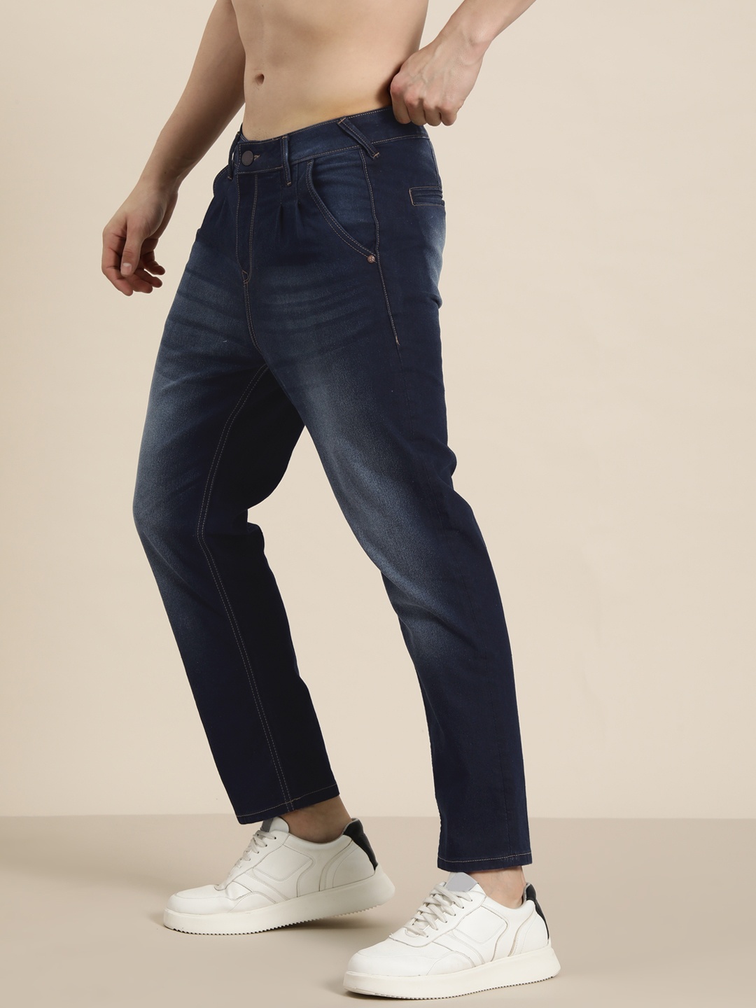 

HERE&NOW Men Carpenter Fit Light Fade Stretchable Jeans, Blue
