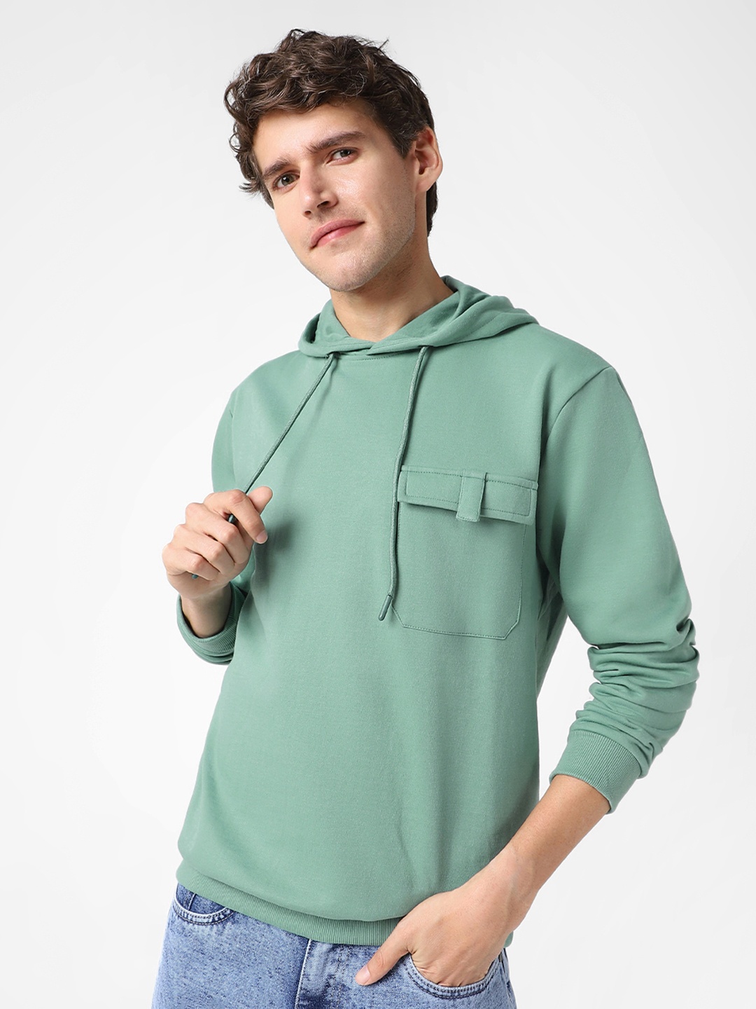 

Urbano Fashion Men Solid Pockets Hooded Sweatshirt, Green