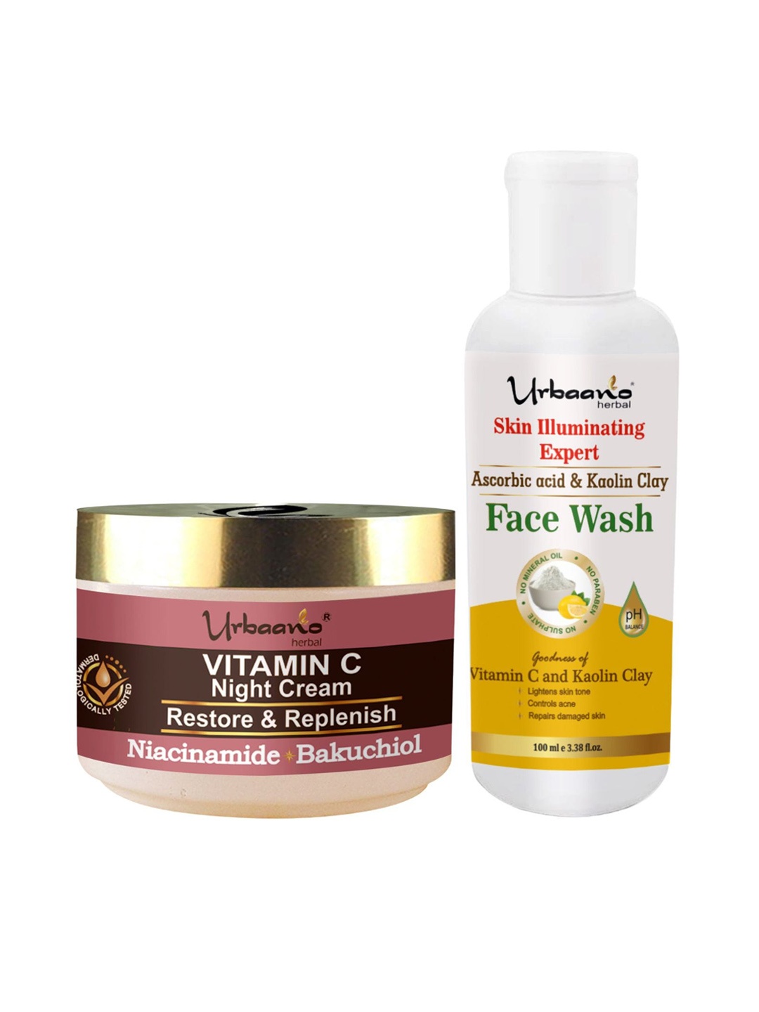 

Urbaano Herbal Set Of 2 Anti Acne Vitamin C Night Cream-50g & Anti Acne Face Wash-100ml, White