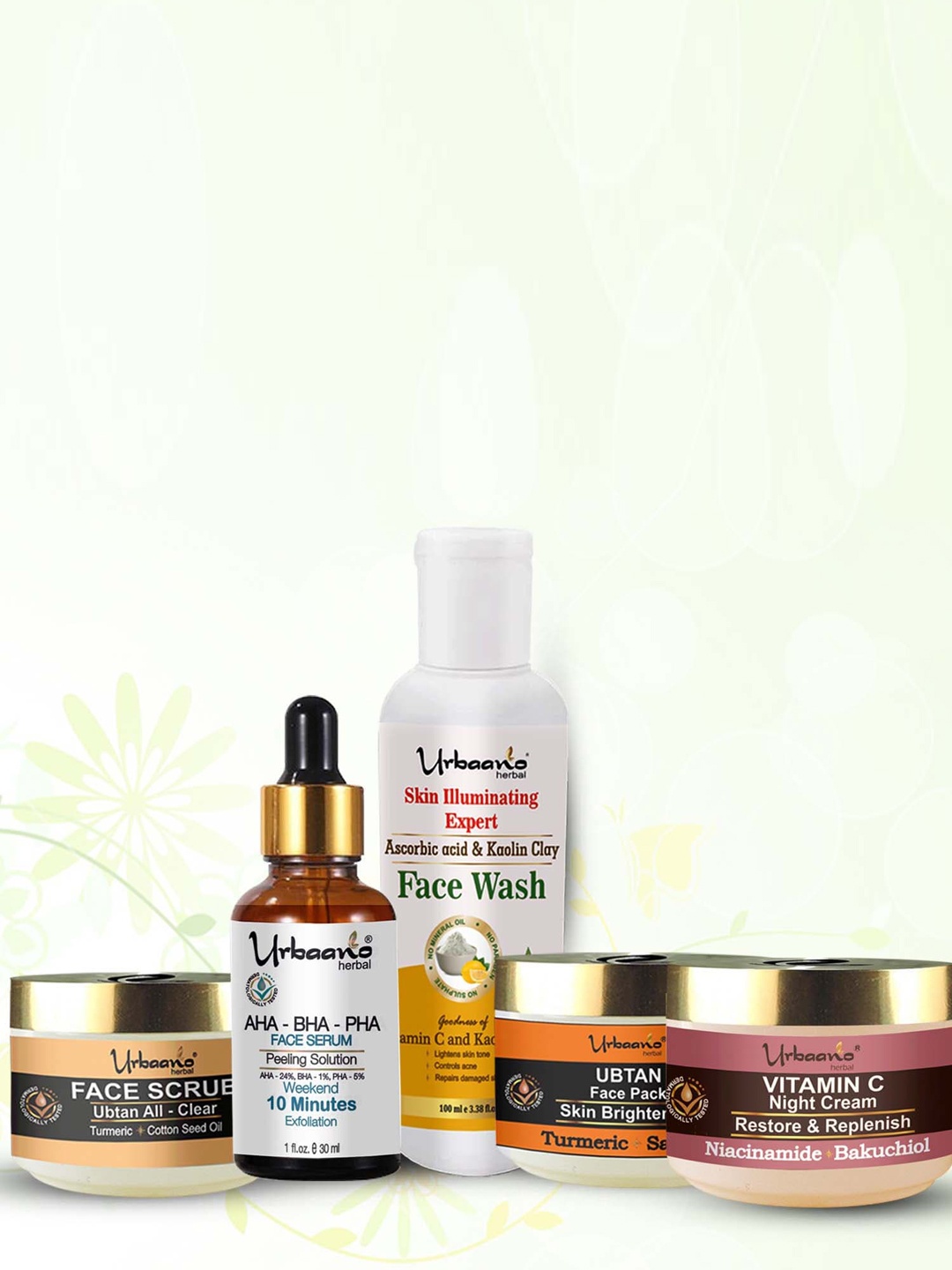 

Urbaano Herbal Set Of 4 Facial Combo Kit For Nourished & Youthful Skin, White