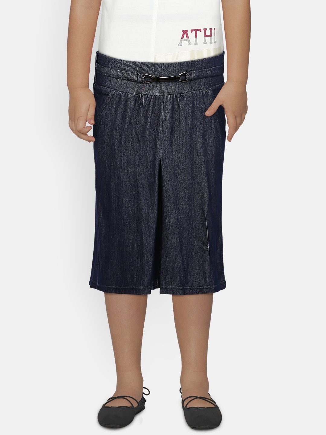 

Peppermint Girls Navy Blue Straight Solid Palazzos