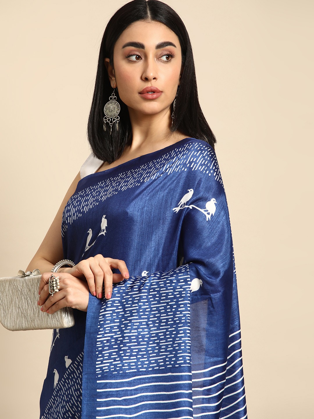 

Kalyan Silks Ethnic Motifs Chanderi Saree, Blue