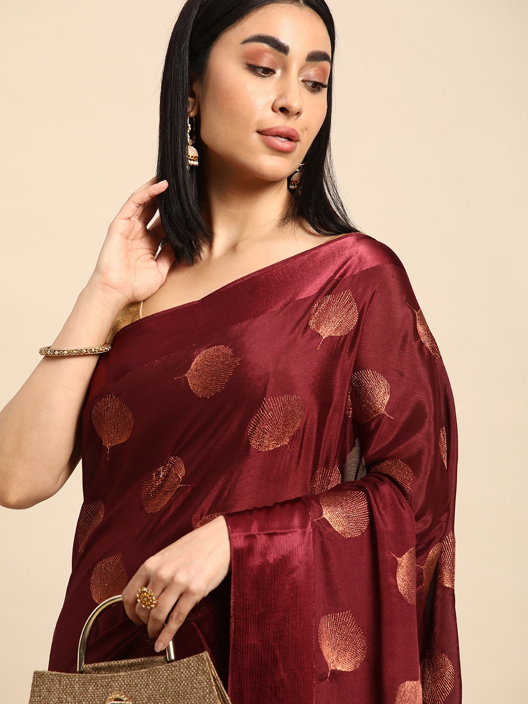 

Kalyan Silks Ethnic Motifs Zari Pure Chiffon Kasavu Saree, Maroon