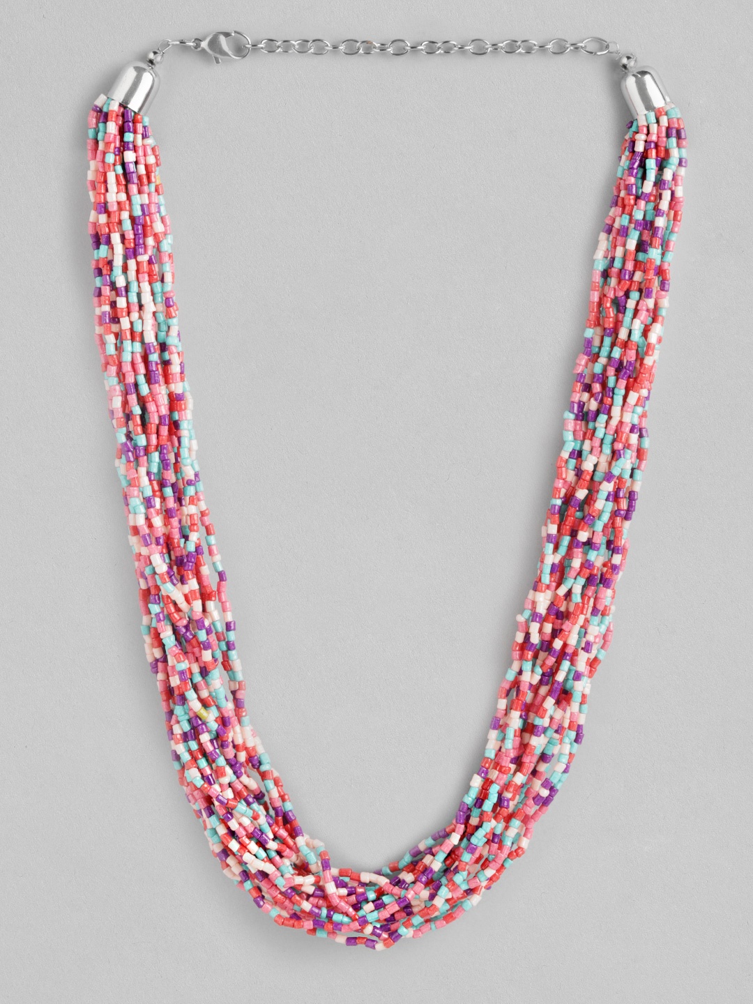 

RICHEERA Beaded Multi-Layered Statement Necklace, Pink