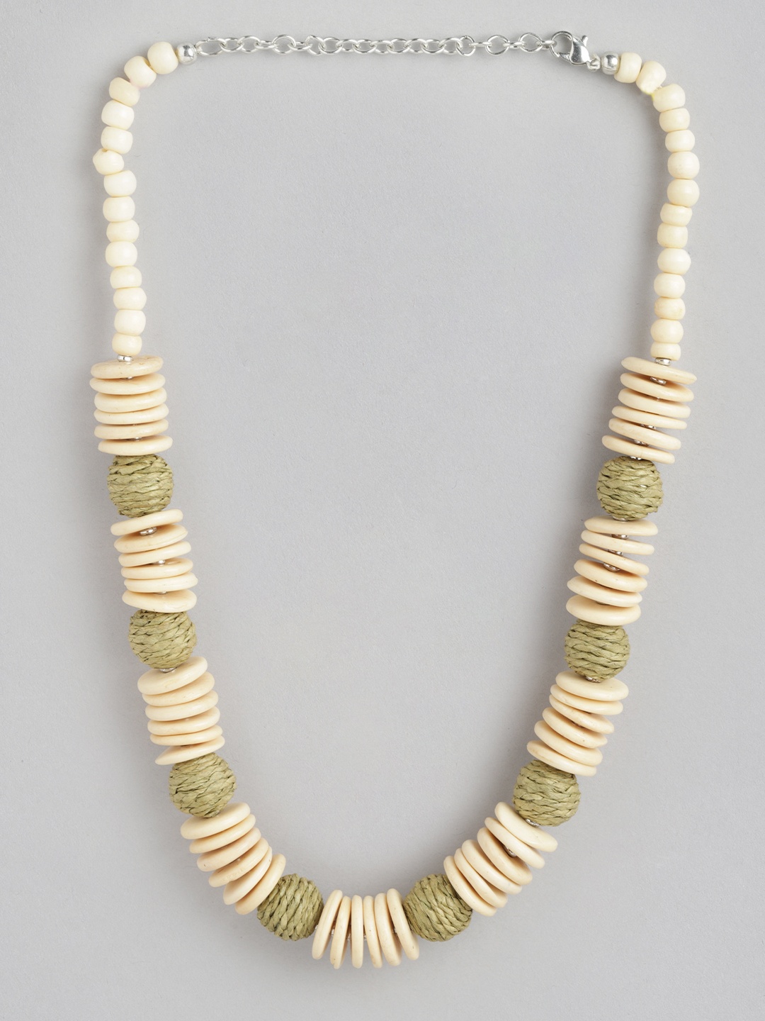 

RICHEERA Beaded Statement Necklace, Off white